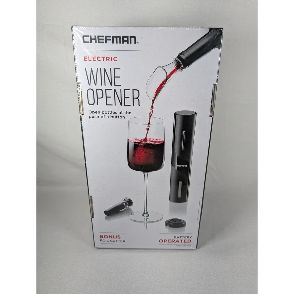 Chefman Electric Wine Opener 4 Piece All In One Set 80 Bottle Battery Life New